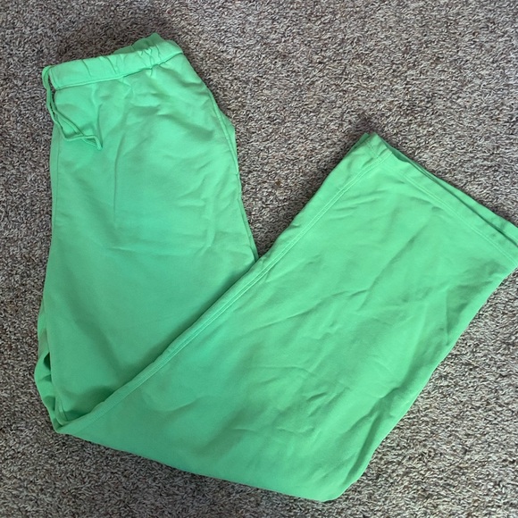 Neon Green Skims Lounge French Terry Like Wide Leg Drawstring Pants - Picture 7 of 7